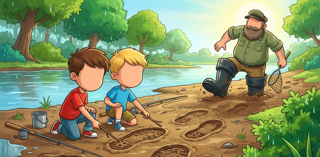 নদীর ধারে বিশাল পায়ের ছাপ